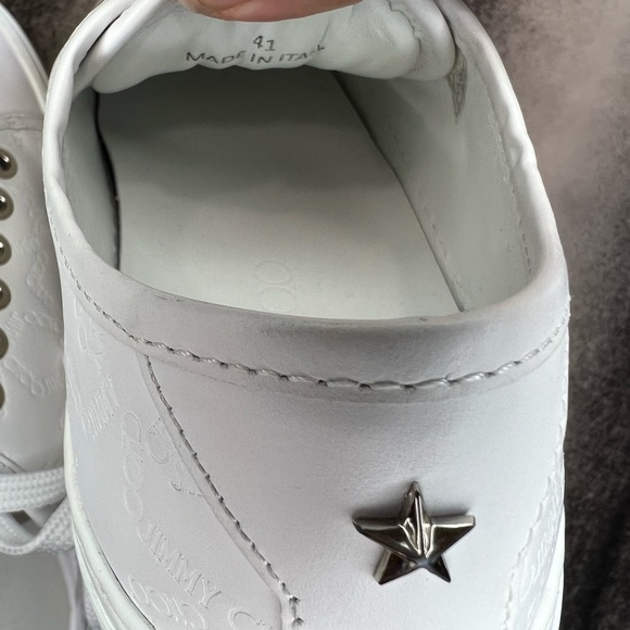 Jimmy Choo Aidan Leather Embossed Jimmy Choo Star Logo Sneakers - Picture 8 of 12